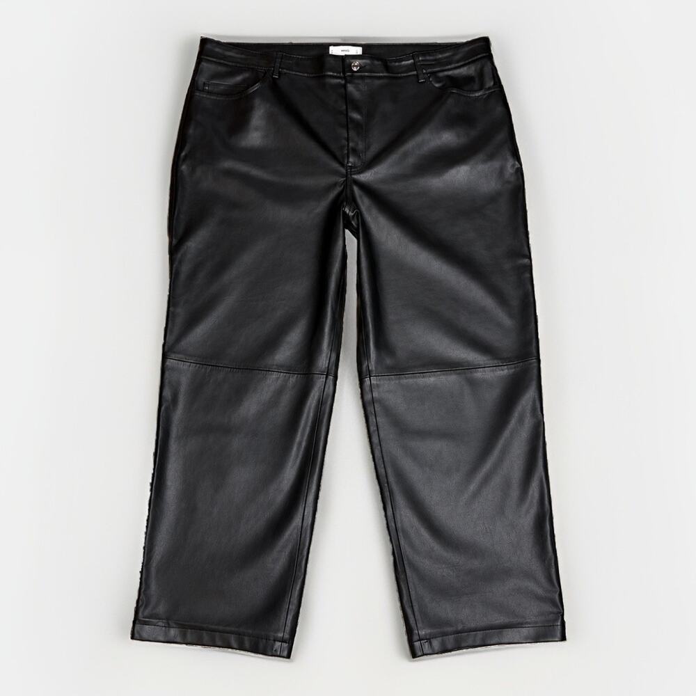MNG Mango Black Faux Leather Pants Women’s 18 Moto Biker Rock Y2K Edgy
